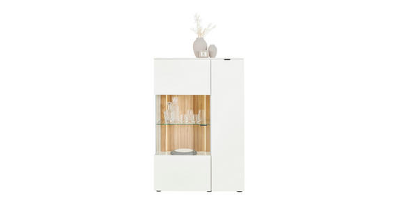 HIGHBOARD Weiß, Eichefarben 95/139,6/42 cm - Eichefarben/Anthrazit, Design, Glas/Holz (95/139,6/42cm) - Novel