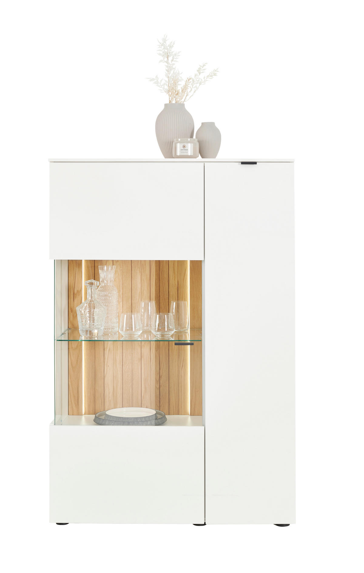 VYSOKÁ KOMODA, divoký dub, bílá, barvy dubu, 95/139,6/42 cm - bílá/černá, Design, dřevo/kompozitní dřevo (95/139,6/42cm) - Novel