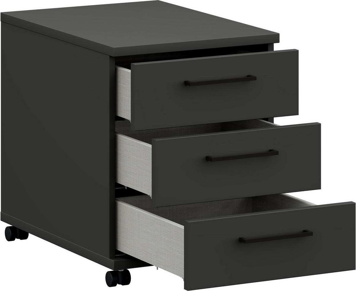 ROLLCONTAINER 42,6/54,3/60 cm  - Anthrazit/Graphitfarben, Design, Holzwerkstoff/Metall (42,6/54,3/60cm) - Cantus