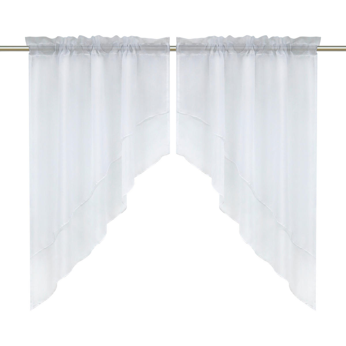 KURZGARDINE   120/125 cm   - Weiß Hochglanz, Basics, Textil (120/125cm) - Joyswahl