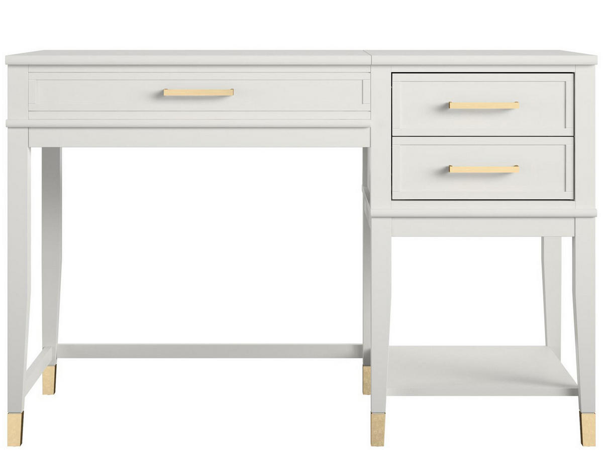 SCHREIBTISCH 115/77/49 cm  in Weiß  - Goldfarben/Weiß, Design, Holzwerkstoff/Metall (115/77/49cm) - MID.YOU