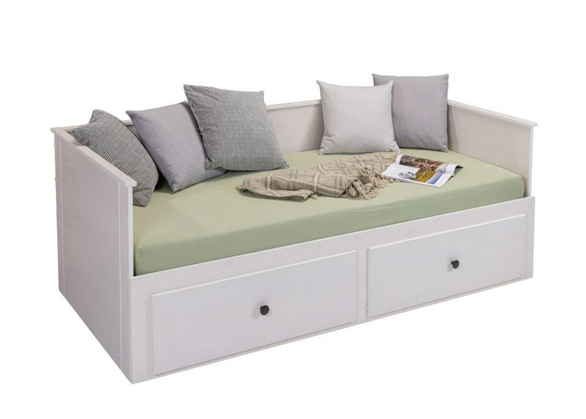 KREVET NA IZVLAČENJE   bijela  - bijela/prirodne boje, Basics, drvo/plastika (206/75,3/96cm) - Carryhome