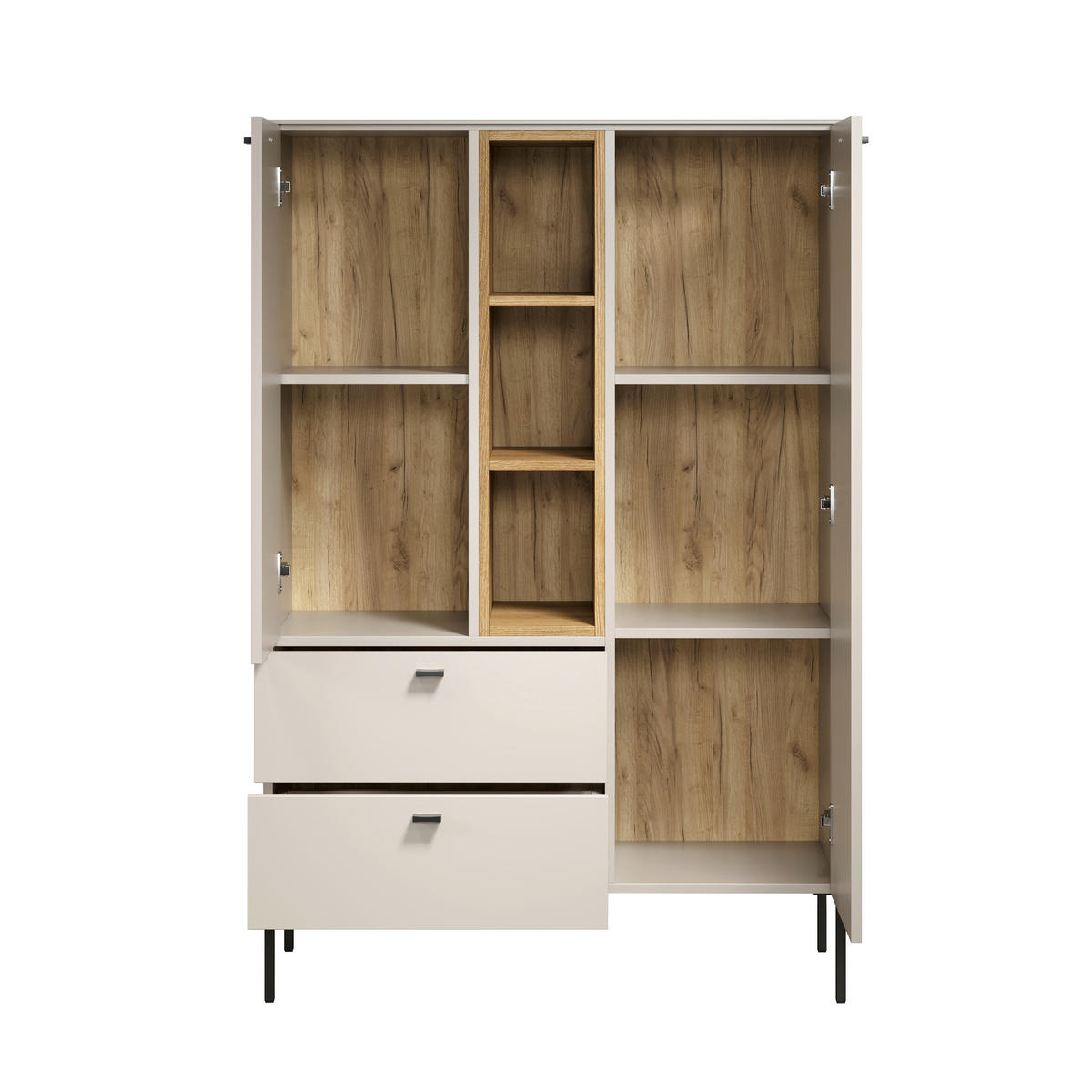 HIGHBOARD Sao Paulo WO, 93/140/42 cm, 2 Schublade(n)  - Kaschmir/Eichefarben, Basics, Holzwerkstoff/Metall (93/140/42cm) - MID.YOU