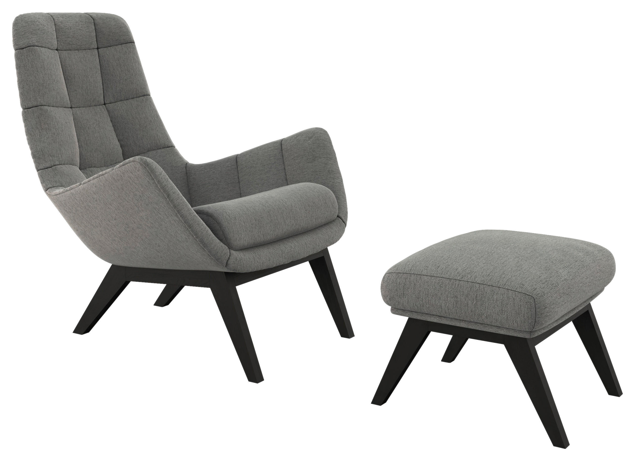 SESSELSET Flachgewebe Hocker    - Schwarz/Grau, Design, Holz/Textil (84/95/96cm) - MID.YOU