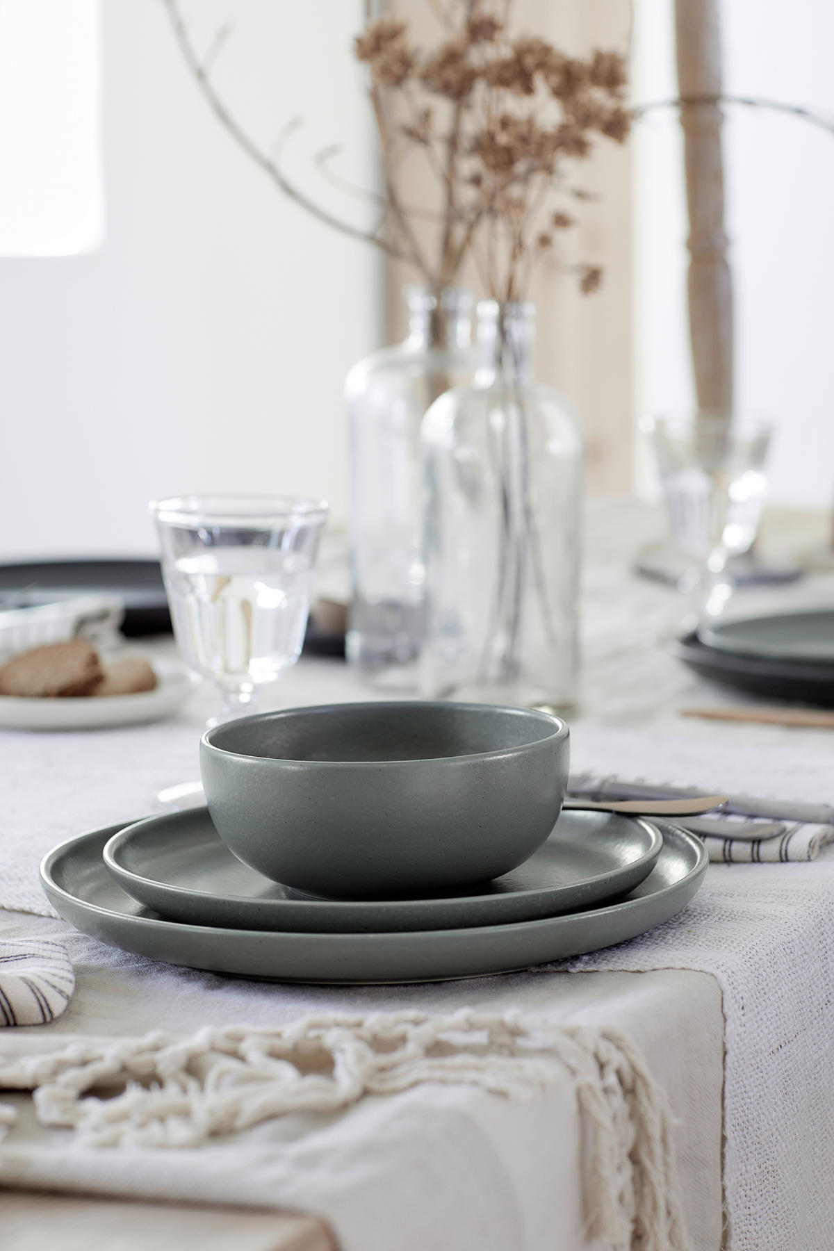 KOMBISERVICE Salbeigrün PACIFICA 5-teilig 1 Personen  - Salbeigrün, Basics, Keramik - Costa Nova