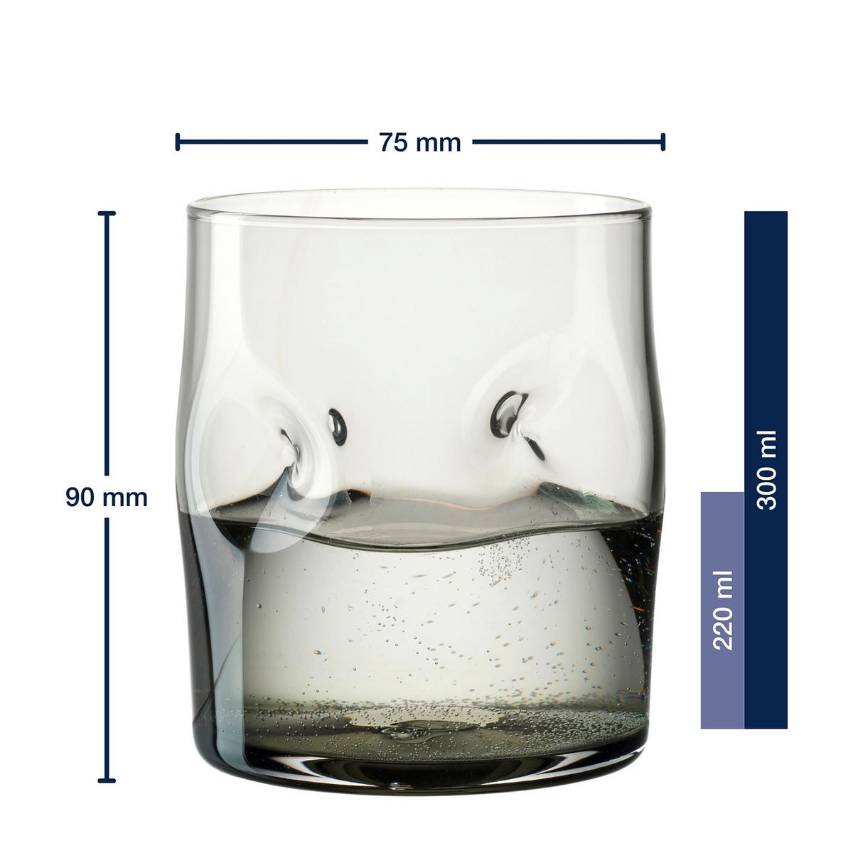 TRINKGLAS 300 ml 4-teilig  - Grau, Basics, Glas (7,5/9/7,5cm) - Leonardo