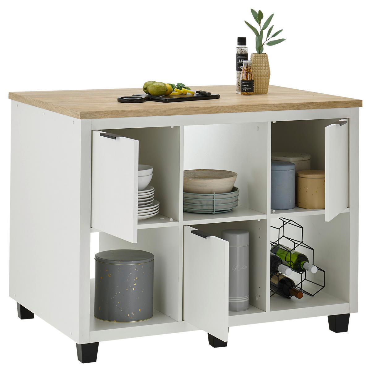 KUCHYNSKÝ OSTROVČEK - čierna/biela, Design, kompozitné drevo/plast (119/91/82cm) - MID.YOU