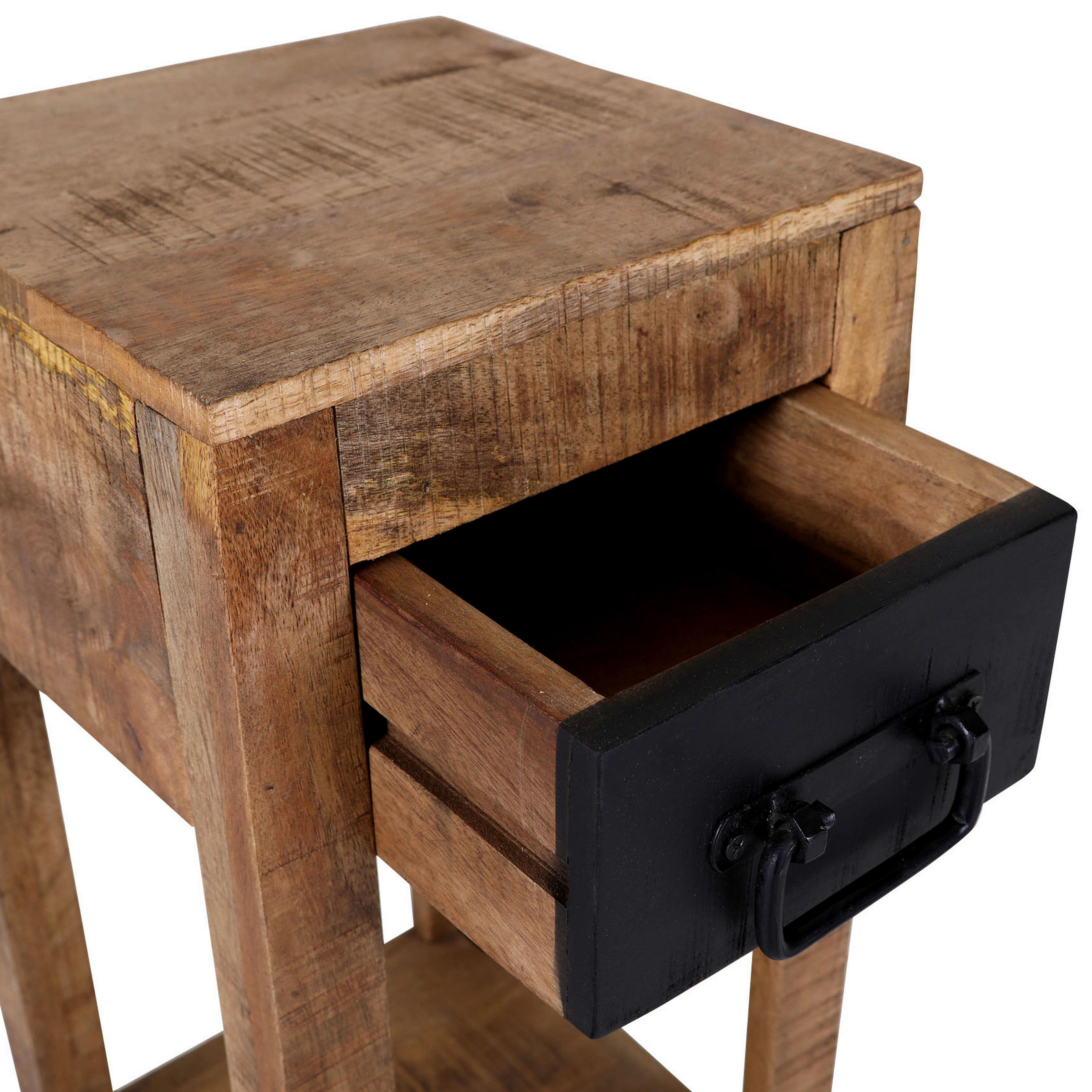 BEISTELLTISCH 27,5/27,5/60 cm Mangoholz massiv Braun, Schwarz quadratisch  - Schwarz/Braun, LIFESTYLE, Holz (27,5/27,5/60cm) - Landscape