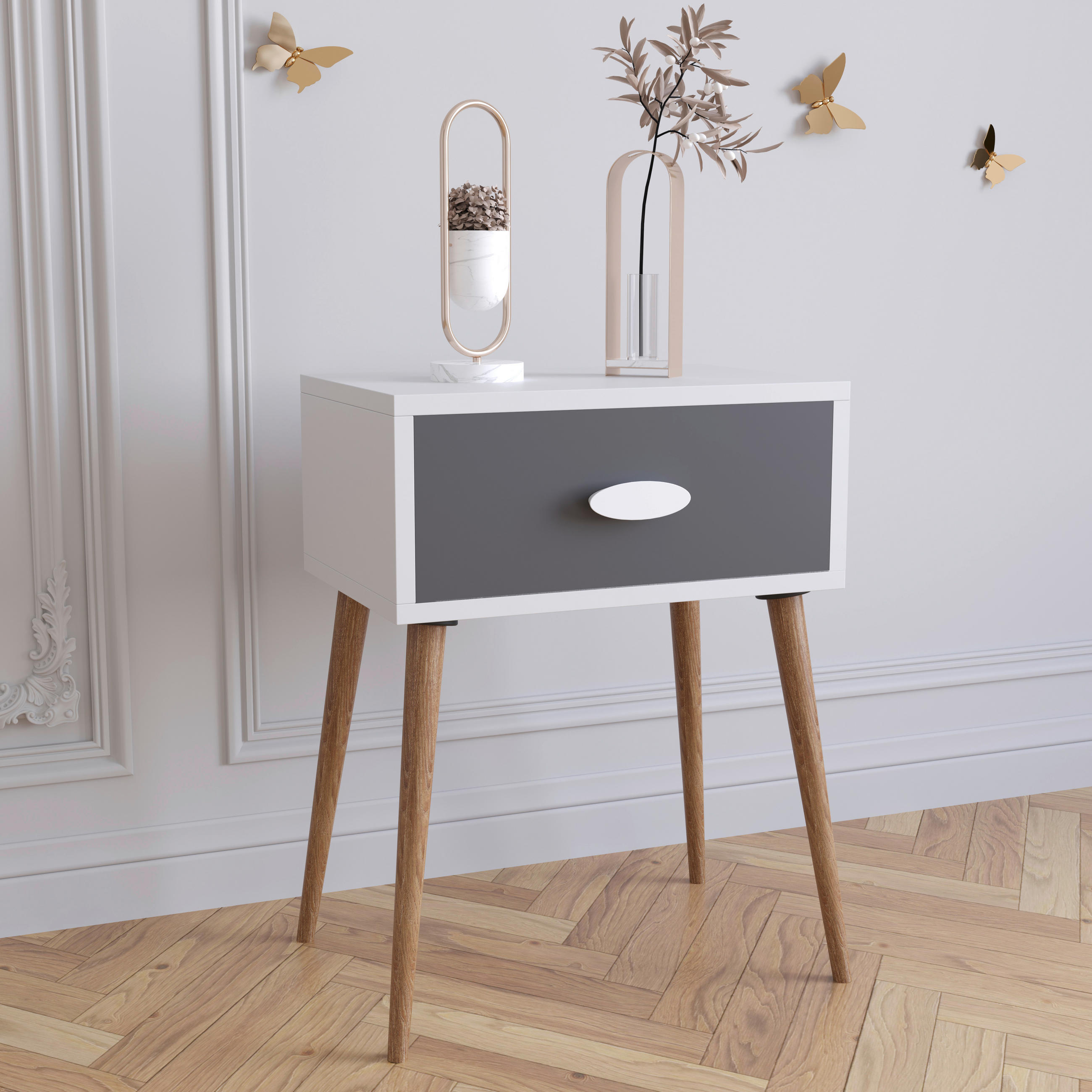 NACHTSCHRANK 44,5/60/30 cm  - Honigeiche/Anthrazit, MODERN, Holzwerkstoff (44,5/60/30cm) - MID.YOU