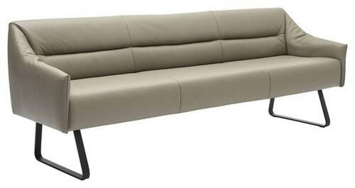 SITZBANK 202/86/70 cm Echtleder Grau, Schwarz Metall  - Schwarz/Grau, Design, Leder/Metall (202/86/70cm) - Musterring