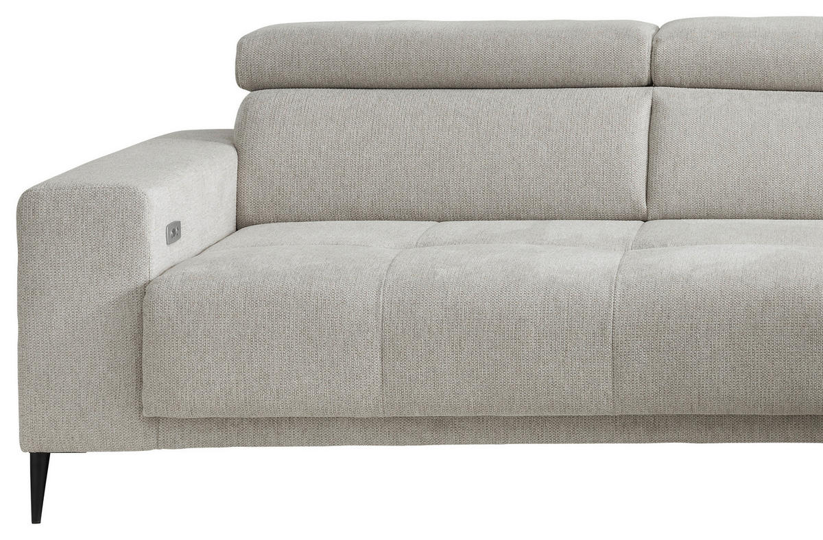 ECKSOFA Chenille Beige  - Beige/Schwarz, Konventionell, Textil/Metall (305/225cm) - Livetastic