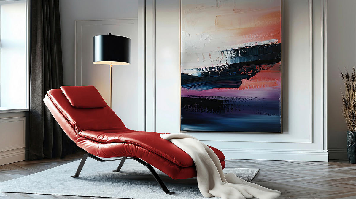 RELAXLIEGE Echtleder Rot  - Rot/Schwarz, Design, Leder/Metall (65/95/171cm) - Celina Home