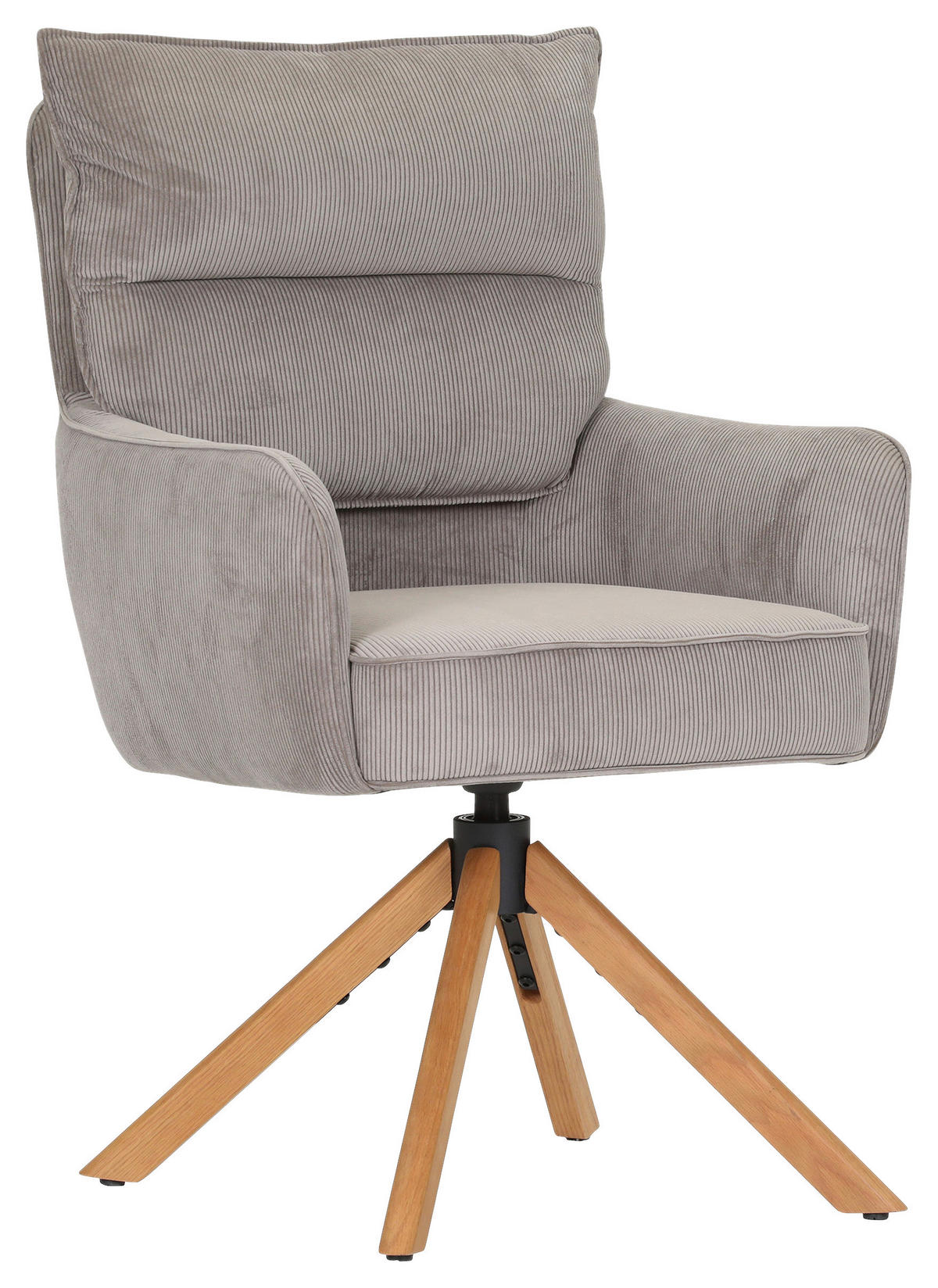 ARMLEHNSTUHL  Stoffauswahl, Sitzfläche 360° drehbar, automatische Rückholfunktion Cord  - Taupe/Eichefarben, Design, Holz/Textil (60/95/62cm) - Novel