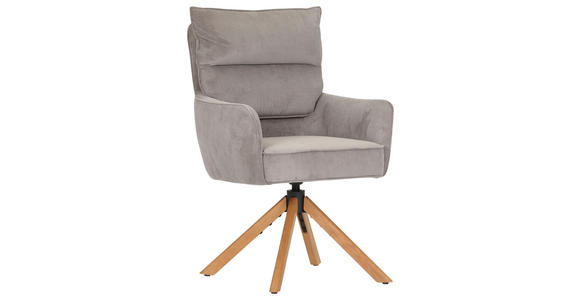 ARMLEHNSTUHL  Stoffauswahl, Sitzfläche 360° drehbar, automatische Rückholfunktion Cord  - Taupe/Eichefarben, Design, Holz/Textil (60/95/62cm) - Novel