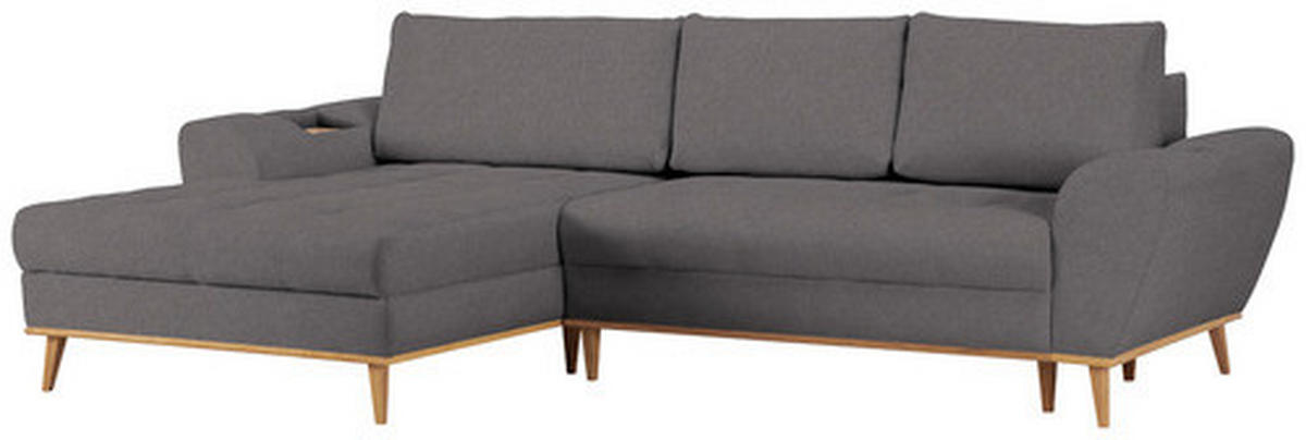 ECKSOFA in Webstoff Grau  - Eichefarben/Grau, Design, Holz/Textil (175/282cm) - Carryhome