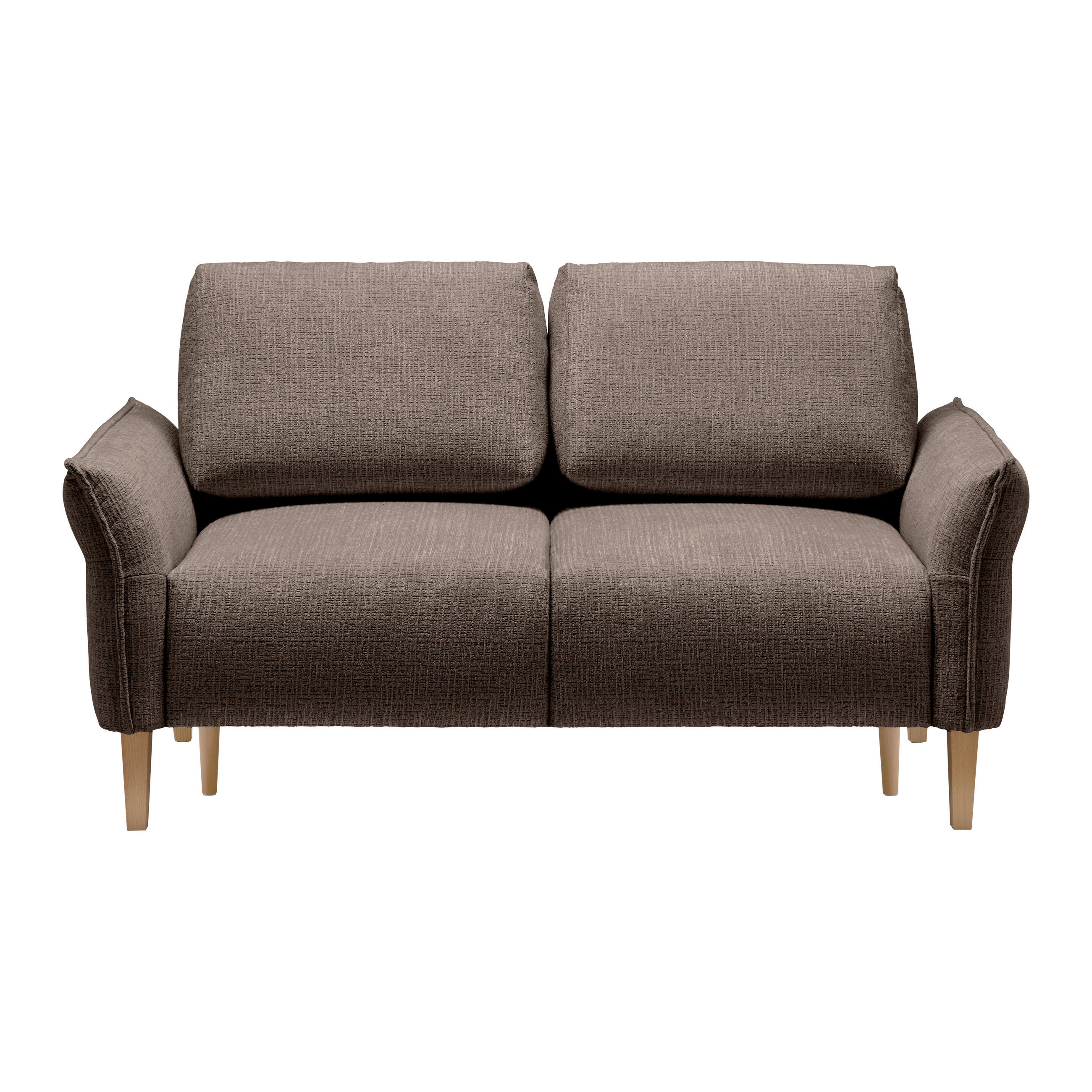 2-SITZER-SOFA in Webstoff Dunkelbraun  - Eichefarben/Dunkelbraun, Modern, Holz/Textil (150/85/92cm) - MID.YOU