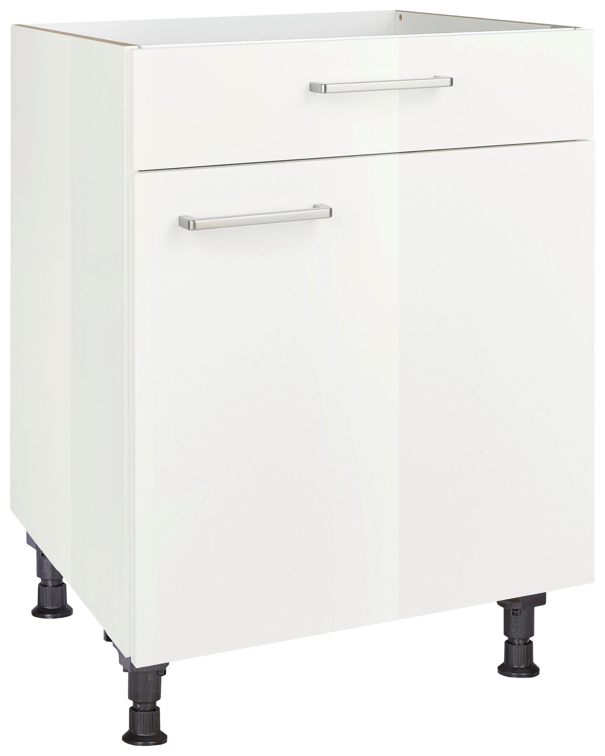 KOCHFELDUMBAUSCHRANK  in Weiß Hochglanz  - Edelstahlfarben/Weiß Hochglanz, MODERN, Holzwerkstoff/Metall (60/87/56cm) - Nobilia