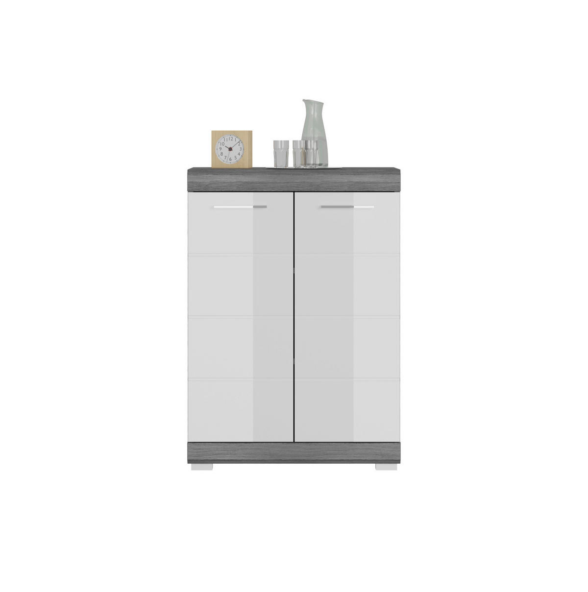 KOMODA, sivá, biela s vysokým leskom, 60/85/37 cm - sivá/biela s vysokým leskom, Design, kompozitné drevo/plast (60/85/37cm) - MID.YOU