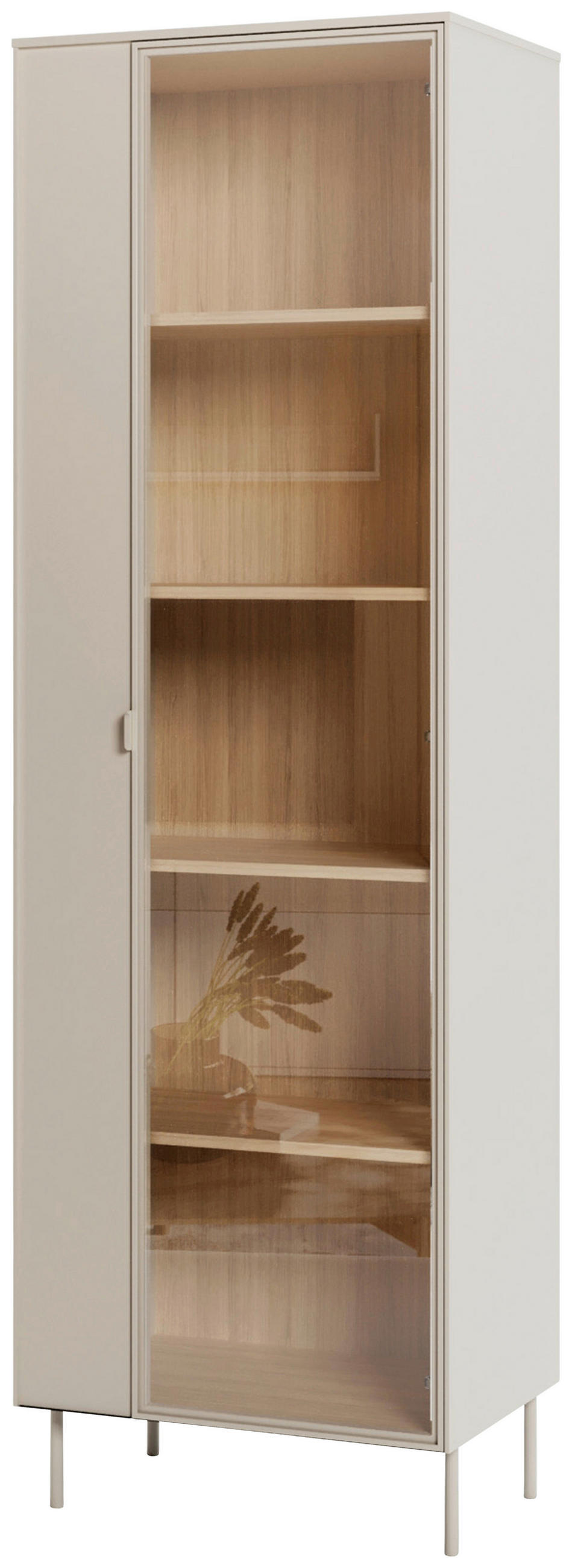 VITRINE Eichefarben, Kaschmir  - Kaschmir/Eichefarben, Modern, Glas/Holzwerkstoff (63/197/41cm) - Carryhome