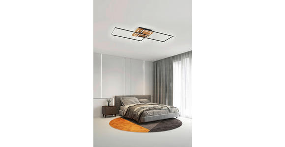 LED-DECKENLEUCHTE 86/46/11 cm - Schwarz/Naturfarben, Trend, Holz/Kunststoff (86/46/11cm) - Novel