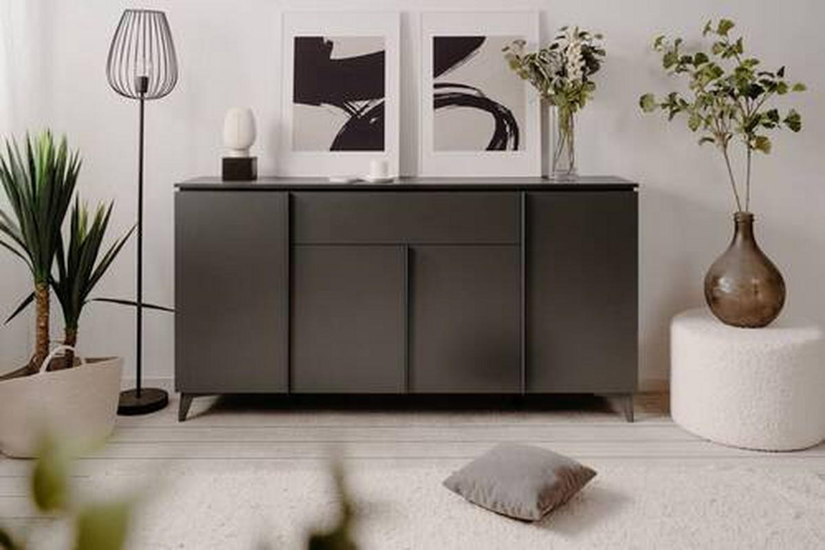 SIDEBOARD  177/92/40 cm 1 Schublade(n)  - Schieferfarben/Anthrazit, KONVENTIONELL, Holzwerkstoff/Kunststoff (177/92/40cm) - Carryhome