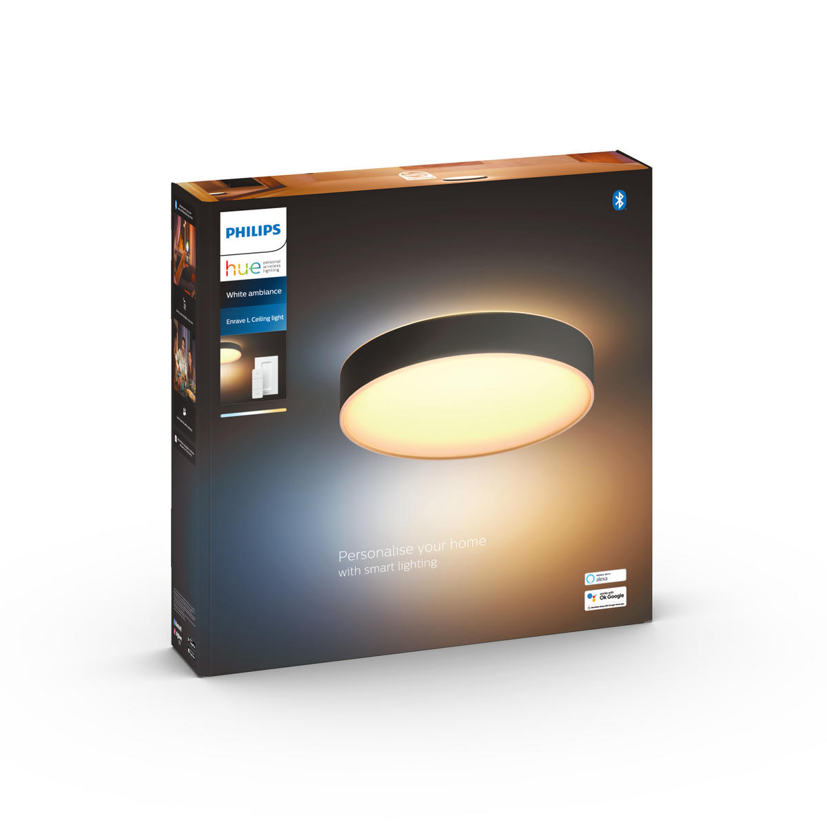 LED-DECKENLEUCHTE  42,5/8,4/42,5 cm   - Schwarz, Design, Kunststoff (42,5/8,4/42,5cm) - Philips HUE