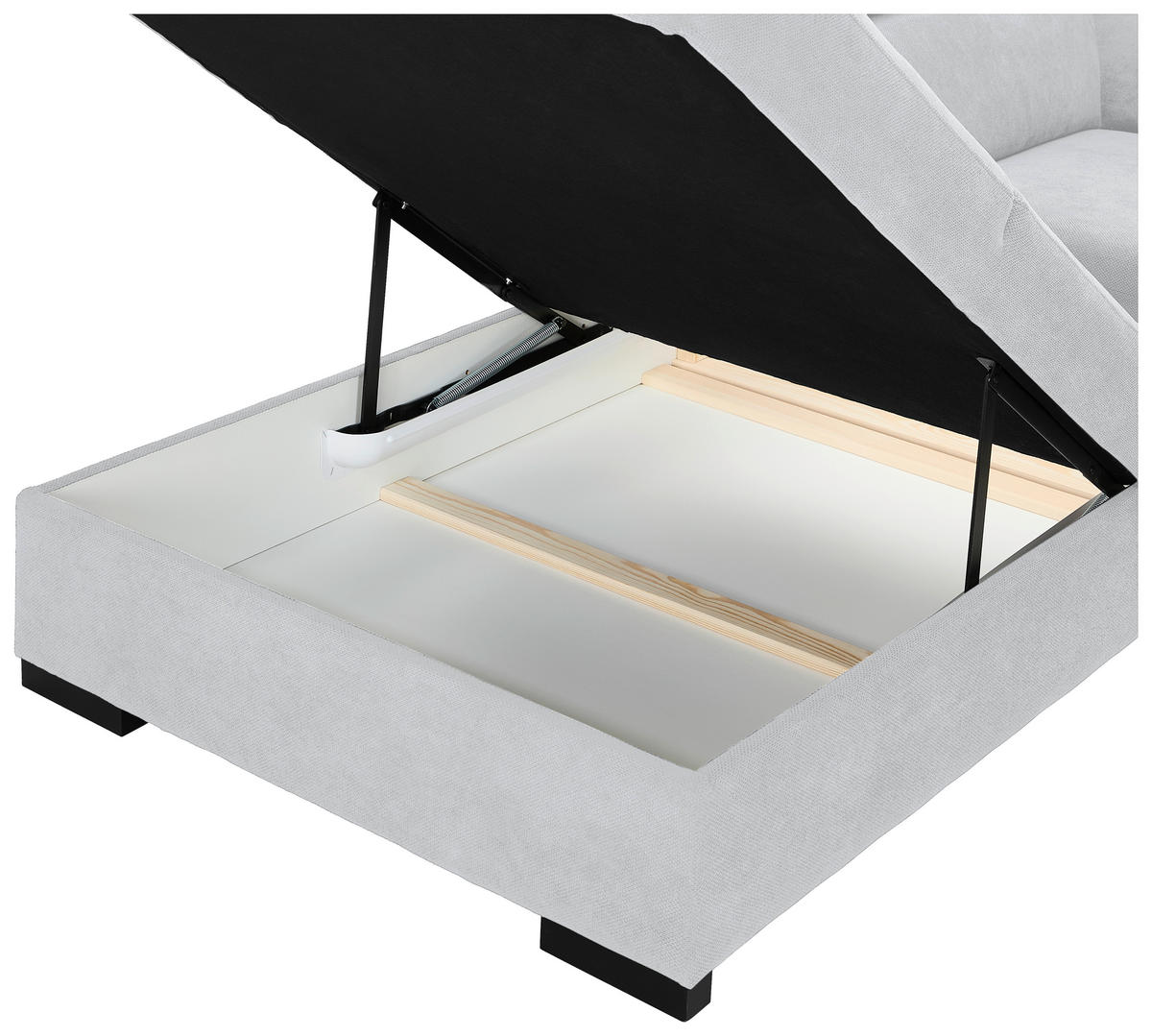 ECKSOFA Hellgrau Webstoff  - Hellgrau/Schwarz, KONVENTIONELL, Holz/Textil (244/283cm) - Carryhome