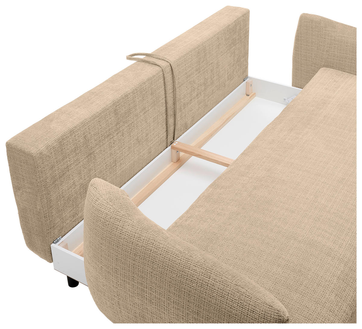 SCHLAFSOFA in Chenille Hellbraun  - Hellbraun/Schwarz, Konventionell, Textil/Metall (228/75/98cm) - Carryhome