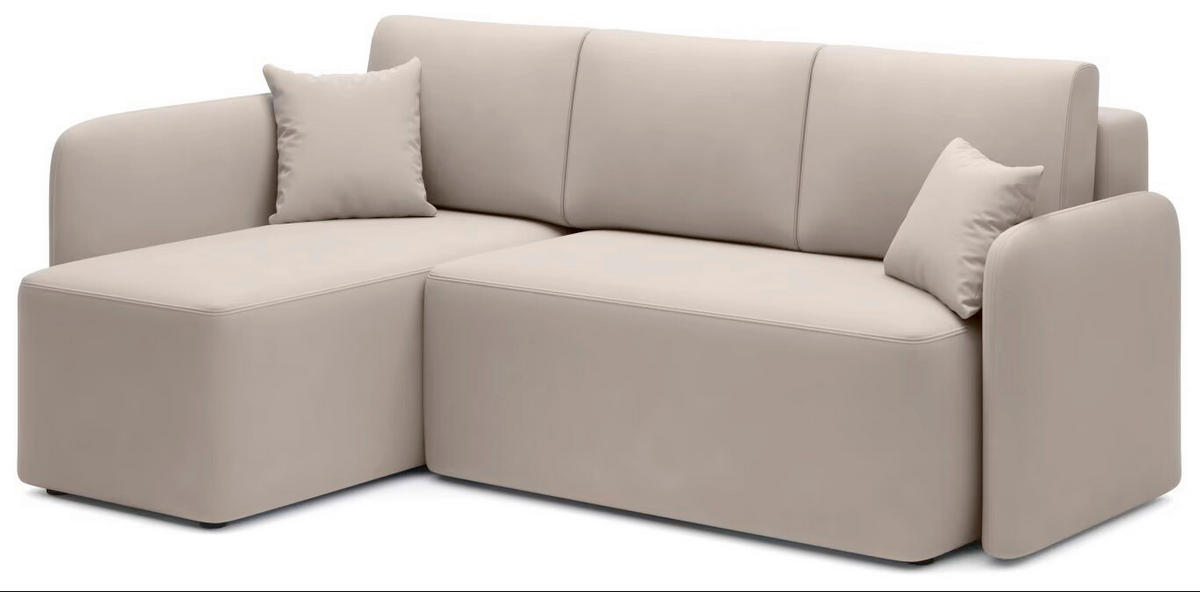 ECKSOFA  Beige Plüsch  - Beige/Schwarz, Design, Kunststoff/Textil (150/206cm) - MID.YOU
