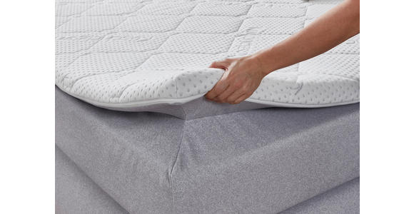 BOXSPRINGBETT 180/200 cm in Hellgrau - Chromfarben/Hellgrau, KONVENTIONELL, Kunststoff/Textil (180/200cm) - Carryhome