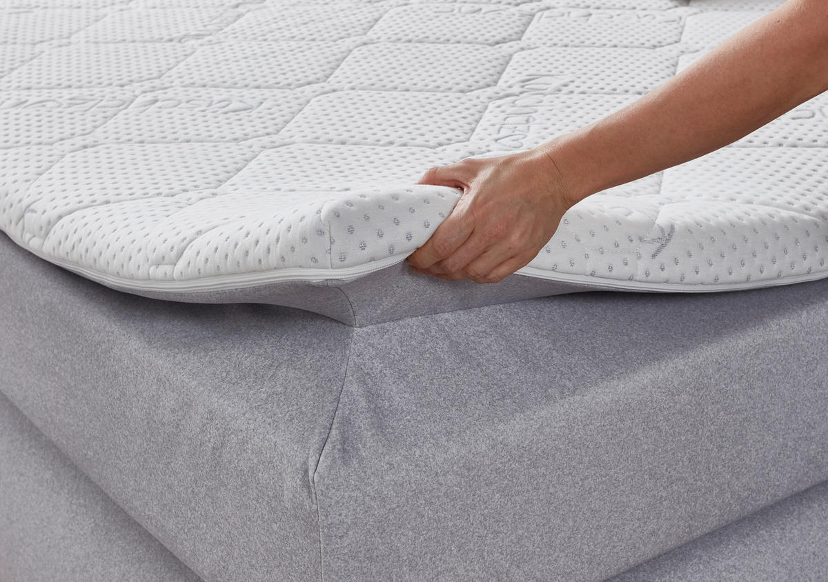 BOXSPRINGBETT 180/200 cm  in Hellgrau  - Chromfarben/Hellgrau, KONVENTIONELL, Kunststoff/Textil (180/200cm) - Carryhome