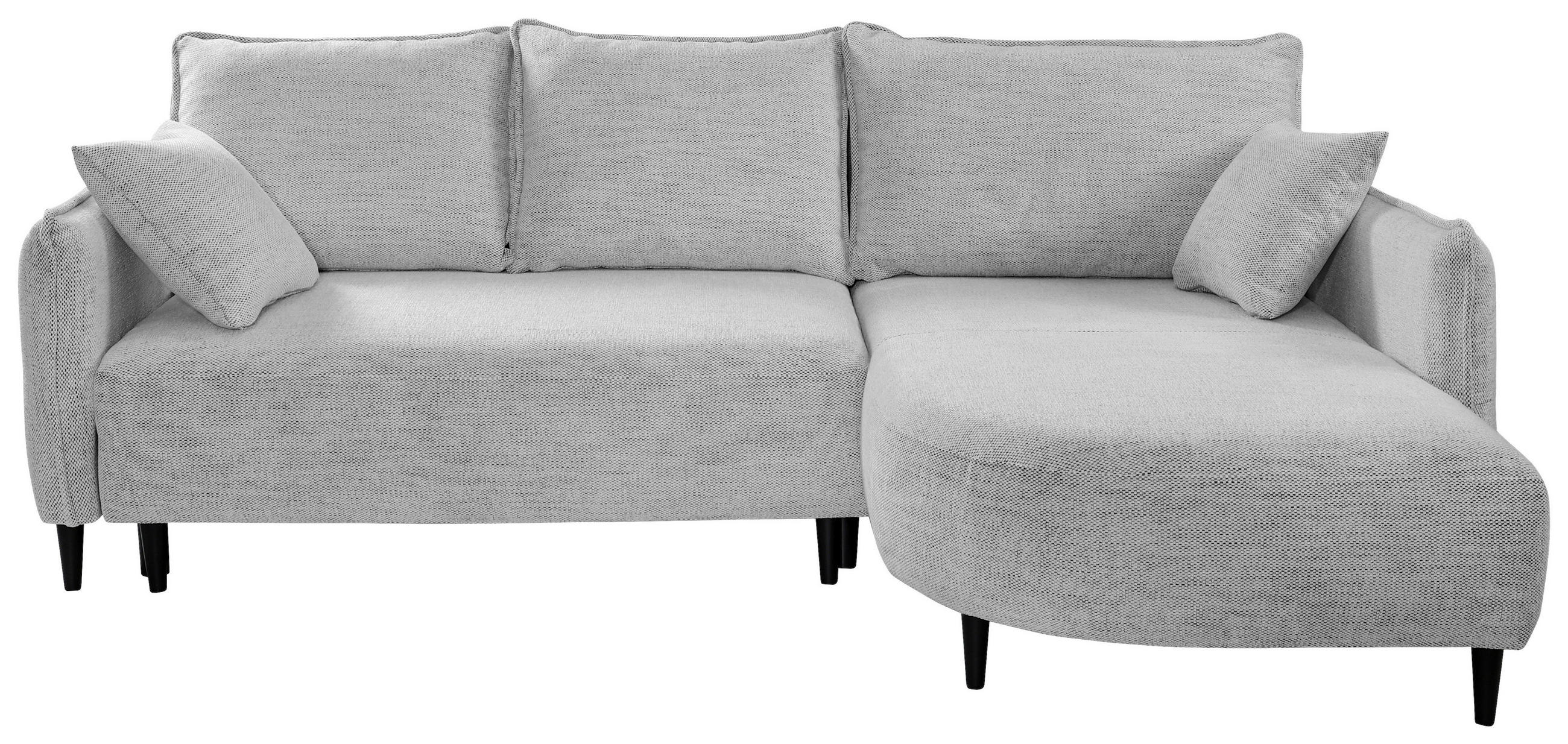 ECKSOFA Hellgrau Struktur  - Hellgrau/Schwarz, Design, Holz/Textil (244/165cm) - MID.YOU