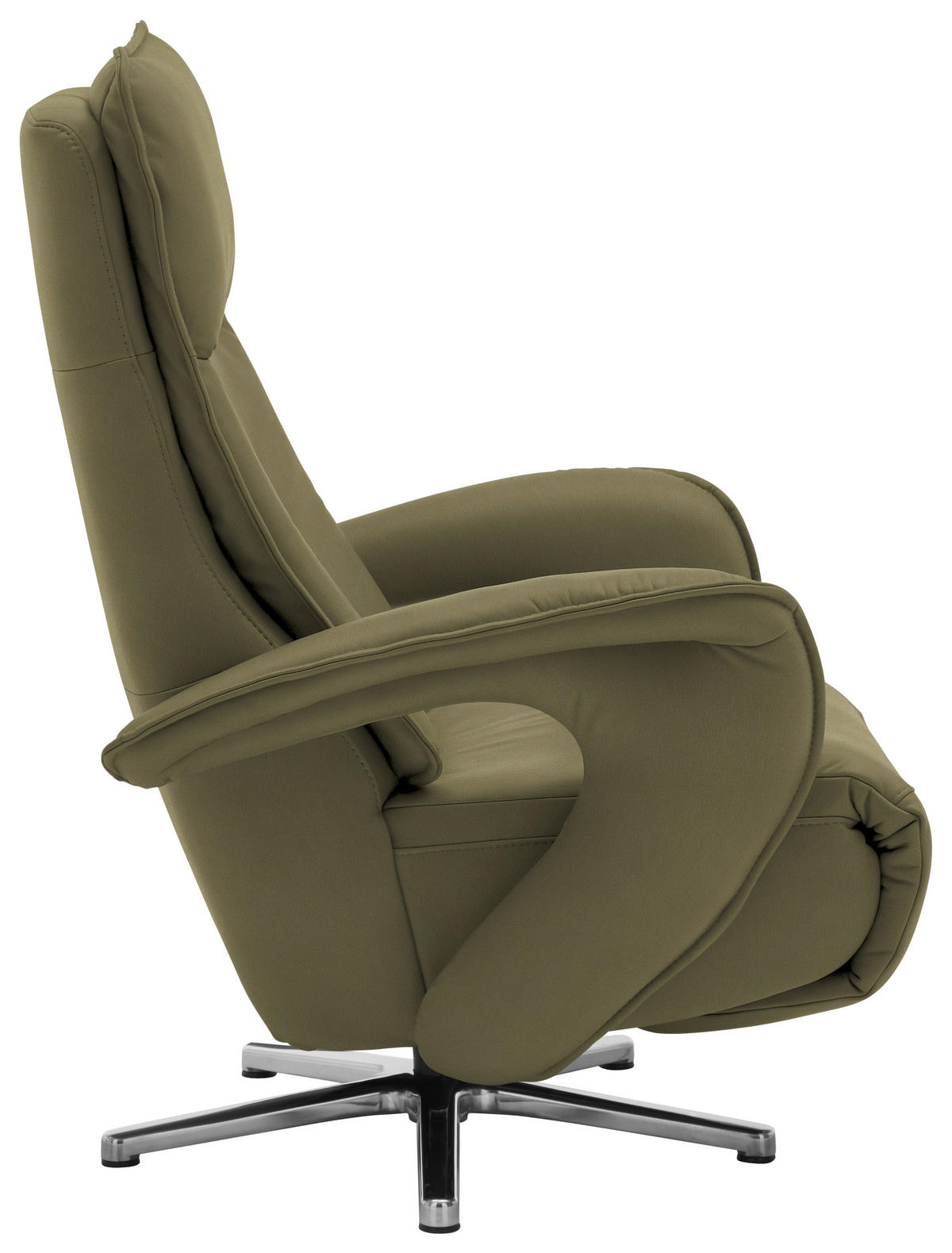 RELAXSESSEL in Leder Olivgrün  - Chromfarben/Olivgrün, Design, Leder/Metall (77/110/87cm) - Valdera