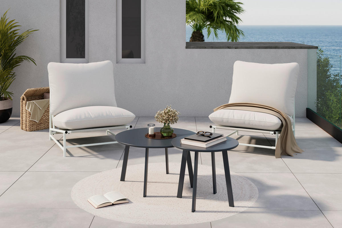 LOUNGESESSEL  - Hellgrau, Modern, Textil/Metall (70/76/87cm) - Ambia Garden