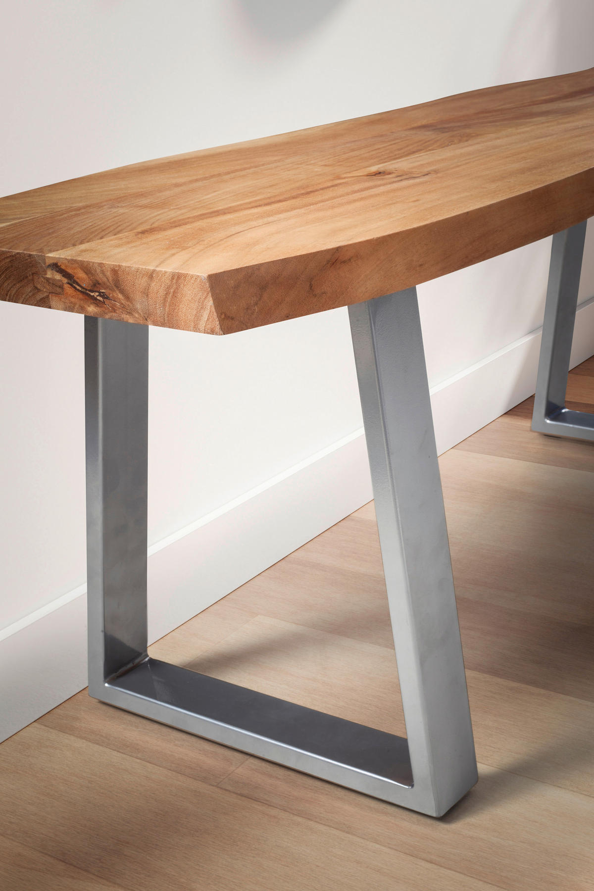 GARDEROBENBANK  - Chromfarben/Hellbraun, Design, Holz/Metall (120/40/45,5cm) - MID.YOU