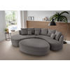 Wohnlandschaft inkl. Hocker in Cord Grau  - Schwarz/Grau, Design, Kunststoff/Textil (160/300cm) - Livetastic