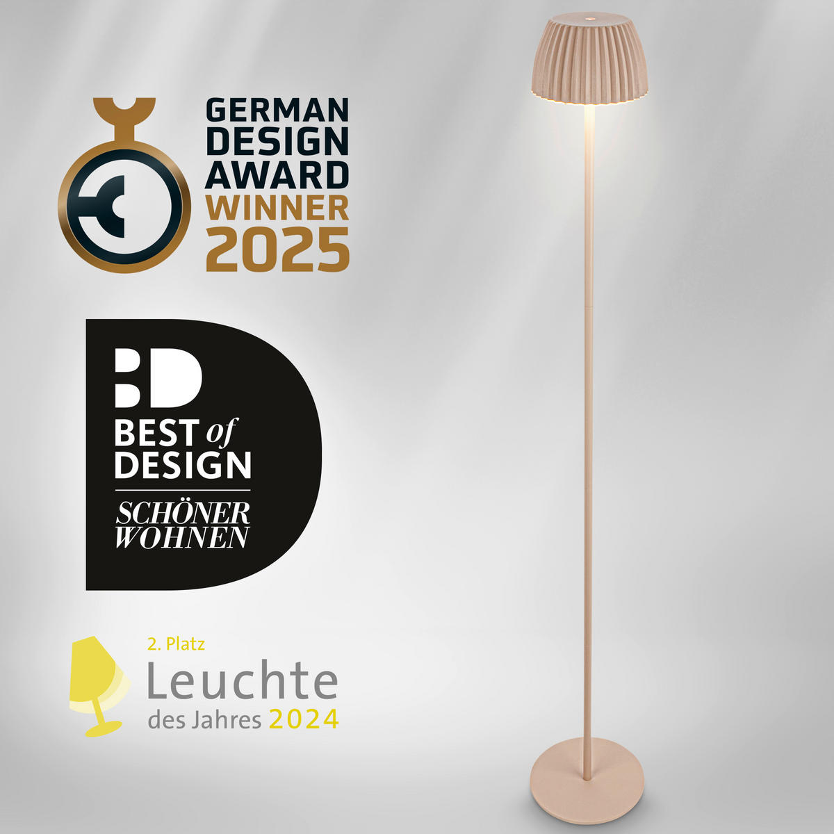 AKKU-STEHLEUCHTE 19/123,5 cm    - Beige, Basics, Kunststoff/Metall (19/123,5cm)