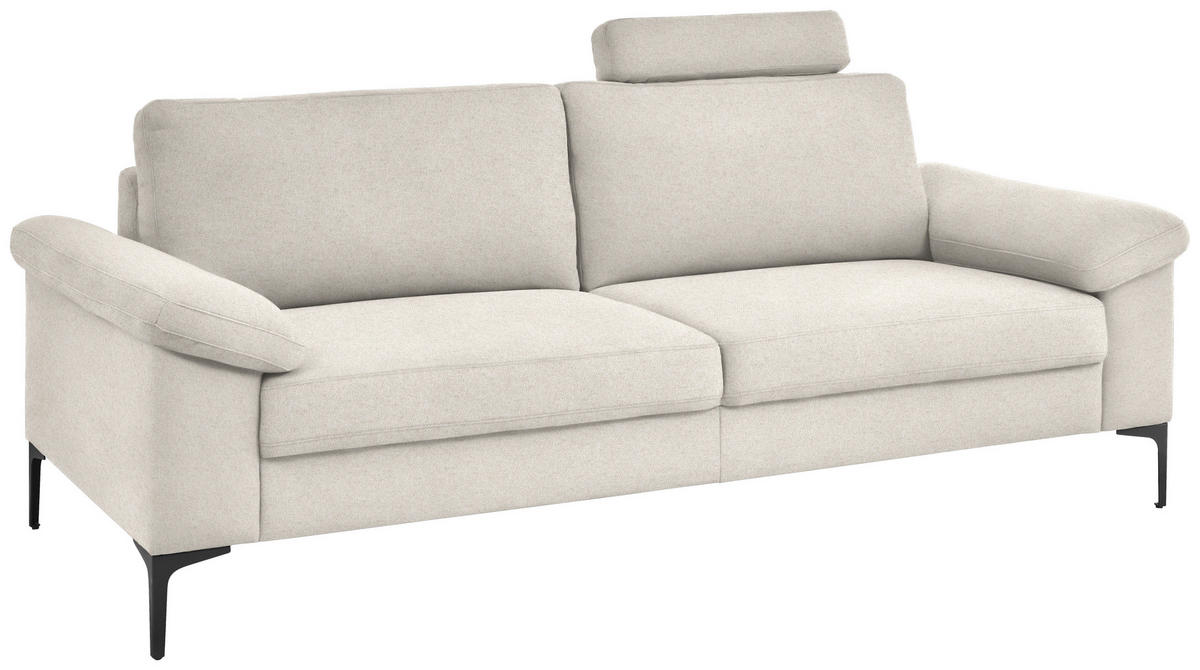 3-SITZER-SOFA in Flachgewebe Naturfarben, Beige  - Beige/Schwarz, Design, Textil/Metall (226/89/97cm) - Pure Home Lifestyle