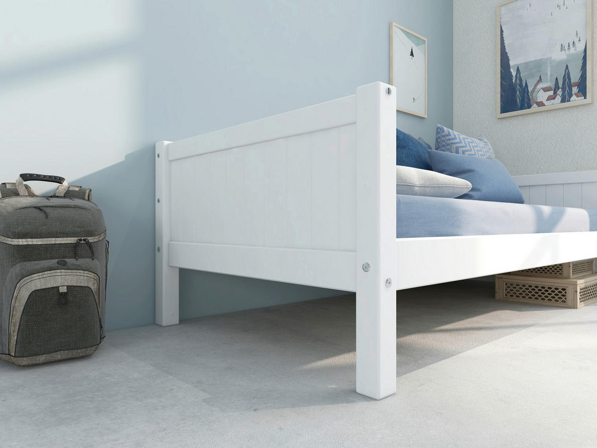BETT 90/200 cm,  in Weiß, Rollrost  - Weiß, MODERN, Holz (90/200cm) - Chameo