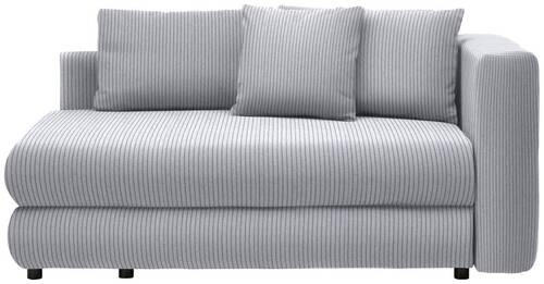 RÉCAMIERE Hellgrau Cord  - Hellgrau/Schwarz, Design, Kunststoff/Textil (171/71-88/93cm) - Cantus