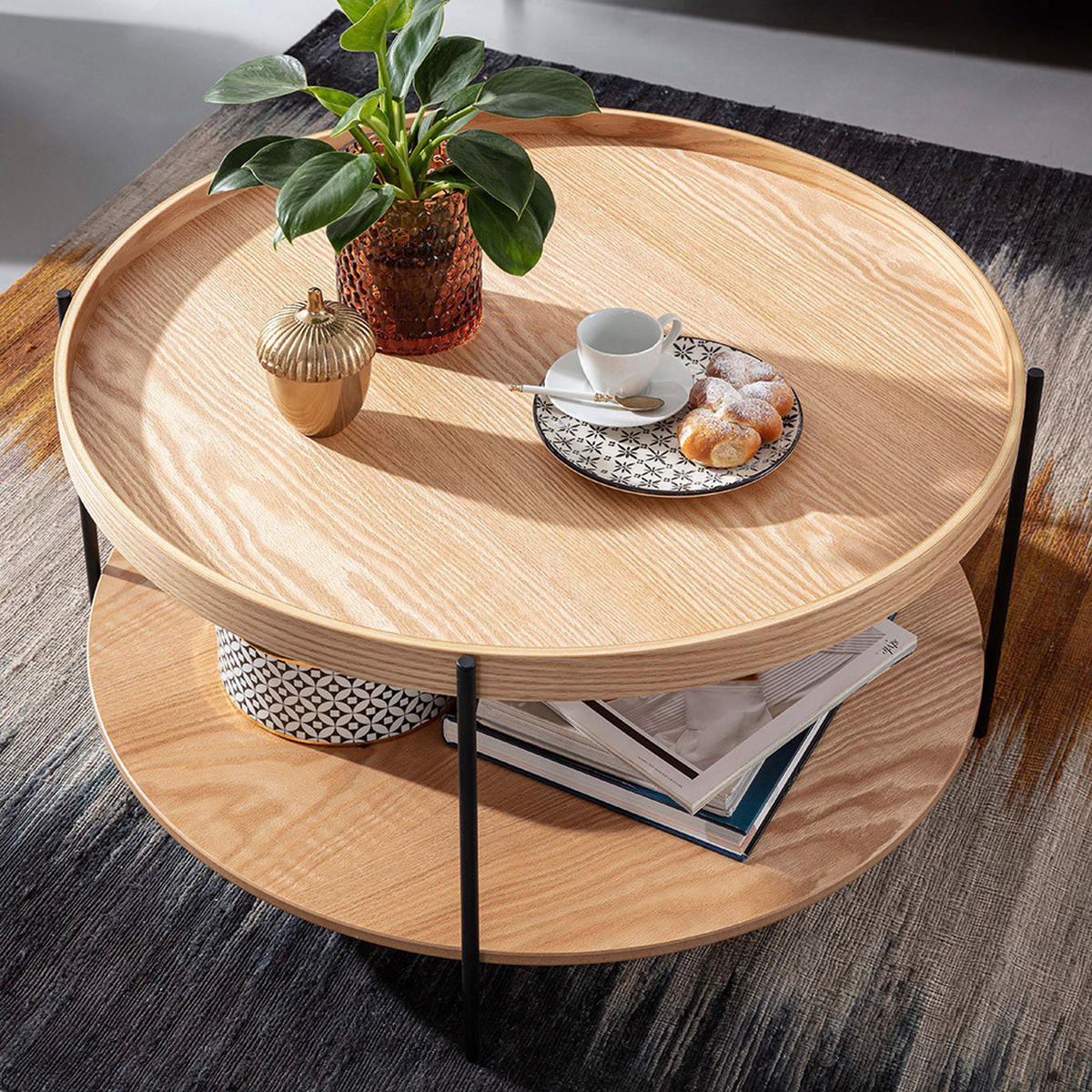 COUCHTISCH in Holzwerkstoff 78/78/40 cm  - Schwarz/Braun, Modern, Holzwerkstoff/Metall (78/78/40cm) - MID.YOU