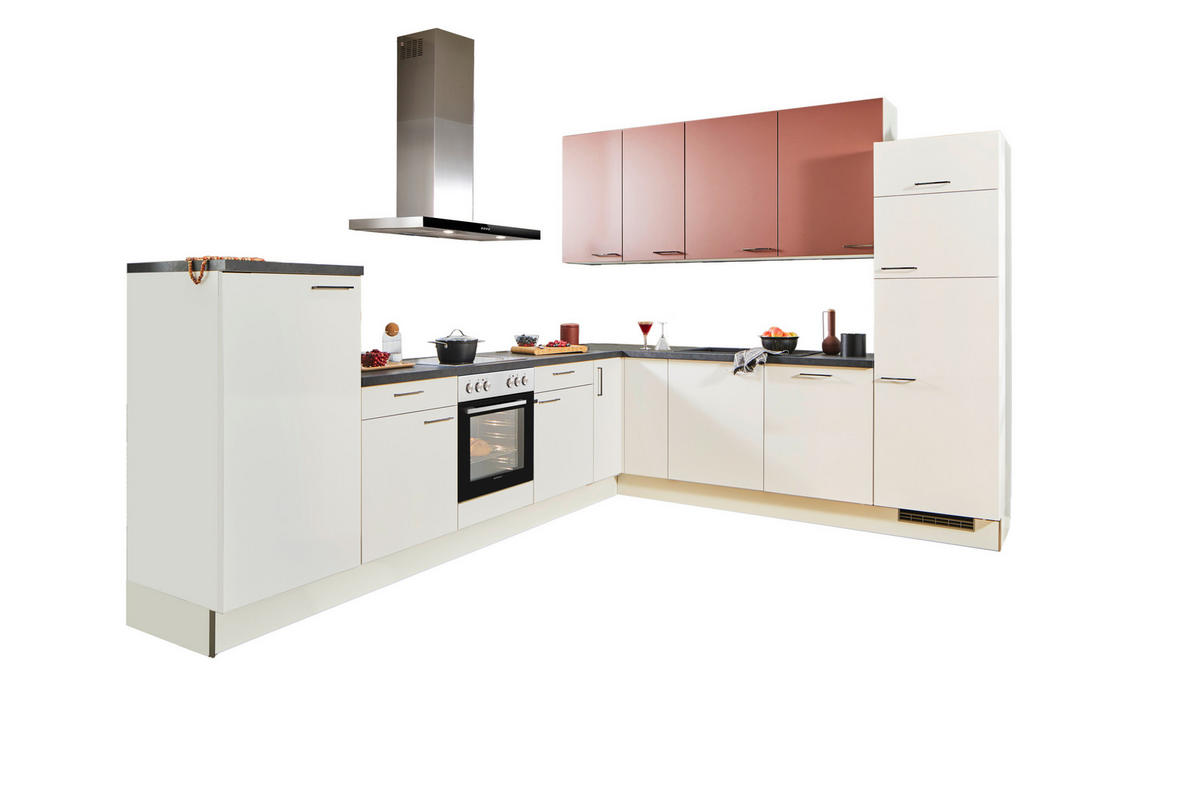 ECKKÜCHE 330/270 cm  in Rot, Weiß  - Rot/Schwarz, Design, Holzwerkstoff/Metall (330/270cm) - Xora