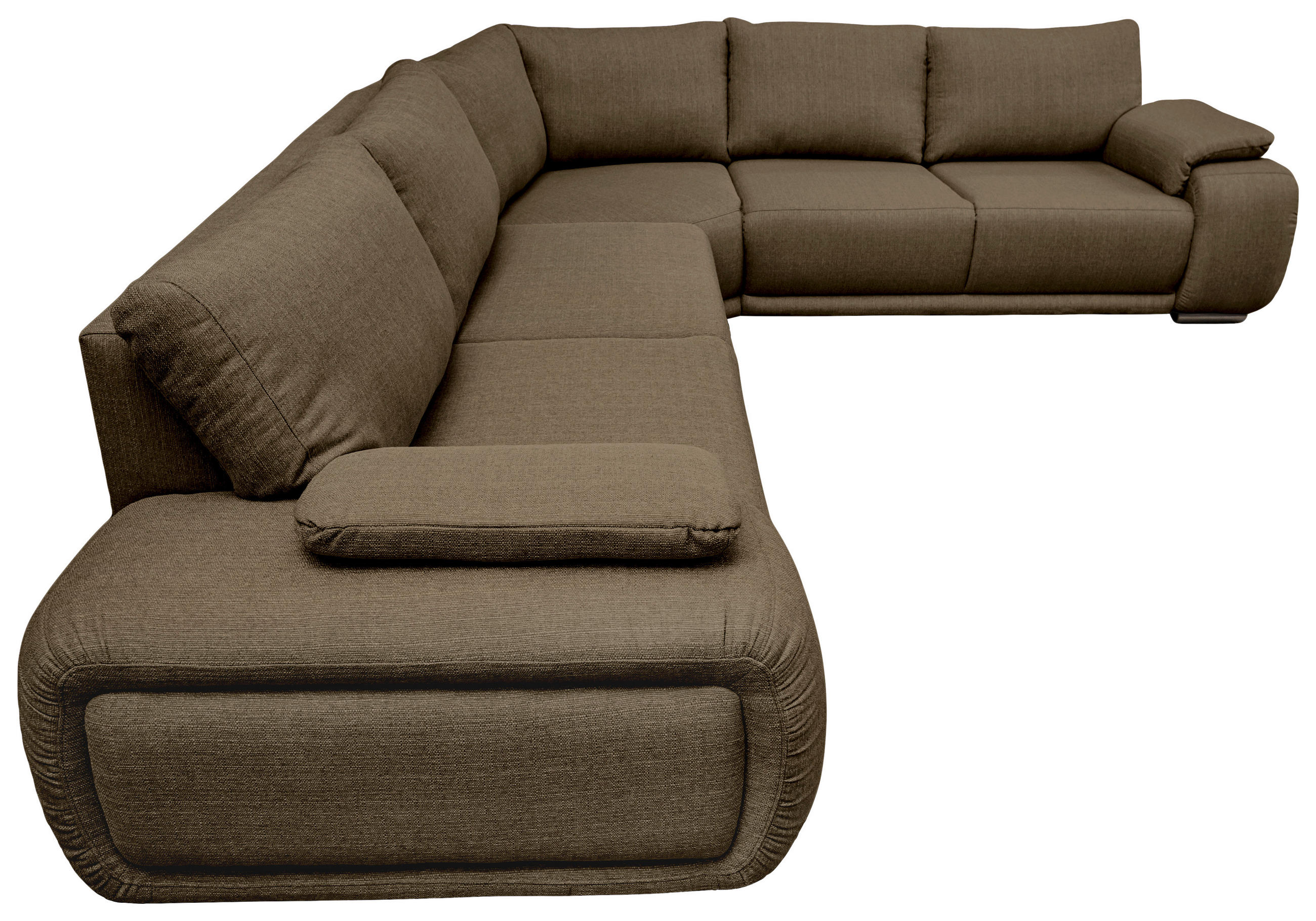 ECKSOFA Braun Struktur  - Chromfarben/Braun, KONVENTIONELL, Textil/Metall (280/310cm) - Carryhome
