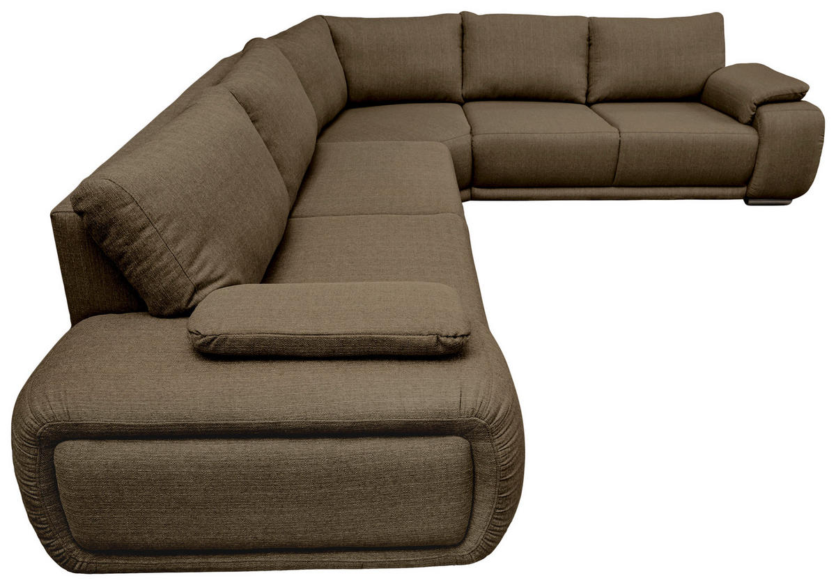 ECKSOFA Braun Struktur  - Chromfarben/Braun, KONVENTIONELL, Textil/Metall (280/310cm) - Carryhome