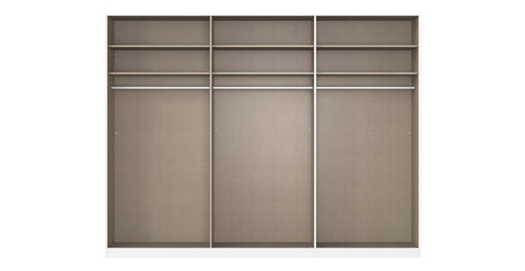 SCHWEBETÜRENSCHRANK 301/236/68 cm 3-türig Weiß Hochglanz, Weiß  - Weiß Hochglanz/Alufarben, Basics, Holzwerkstoff/Metall (301/236/68cm) - Novel