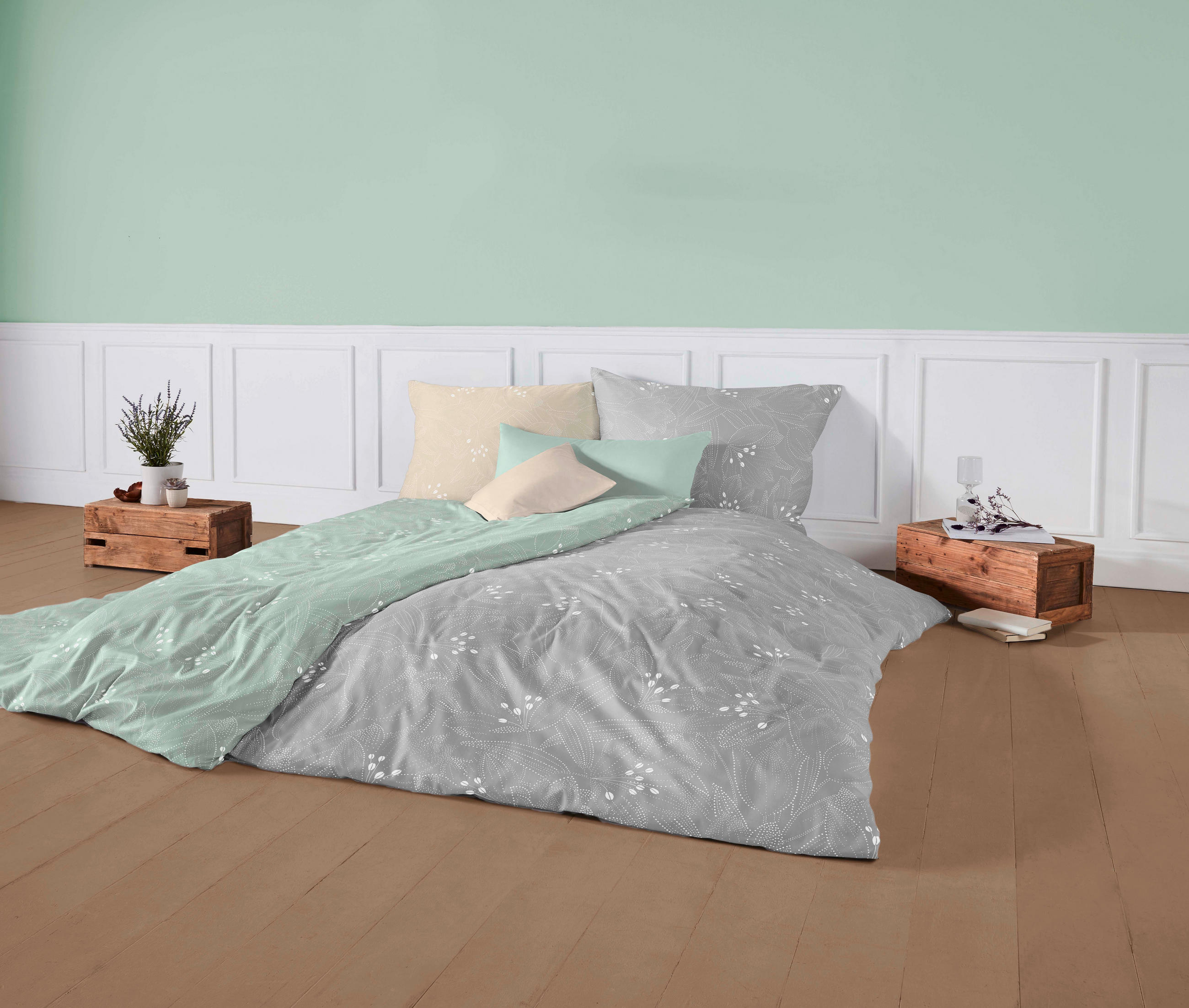 POSTELJINA MODERN LIFE B 140/200 cm makosaten siva, bela  - siva/bela, Konvencionalno, tekstil (140/200cm) - Fleuresse