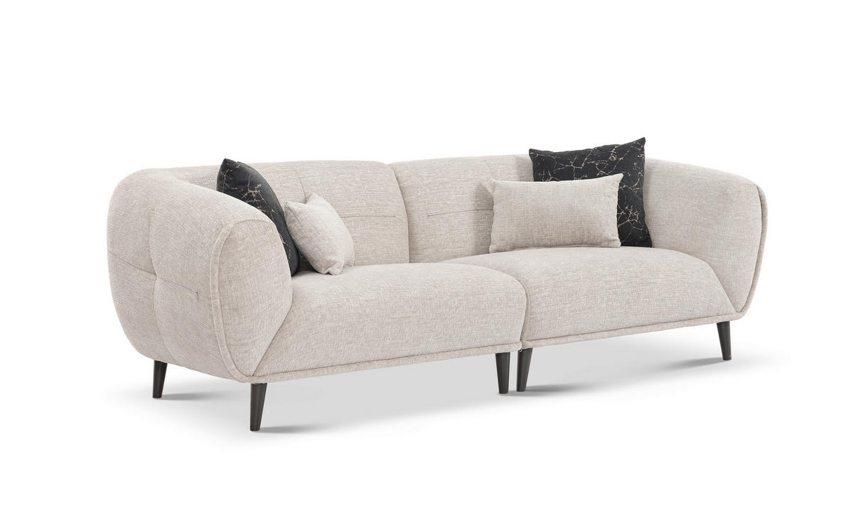 3-SITZER-SOFA in Bouclé Hellgrau  - Anthrazit/Hellgrau, Design, Holz/Textil (240/80/102cm) - Livetastic