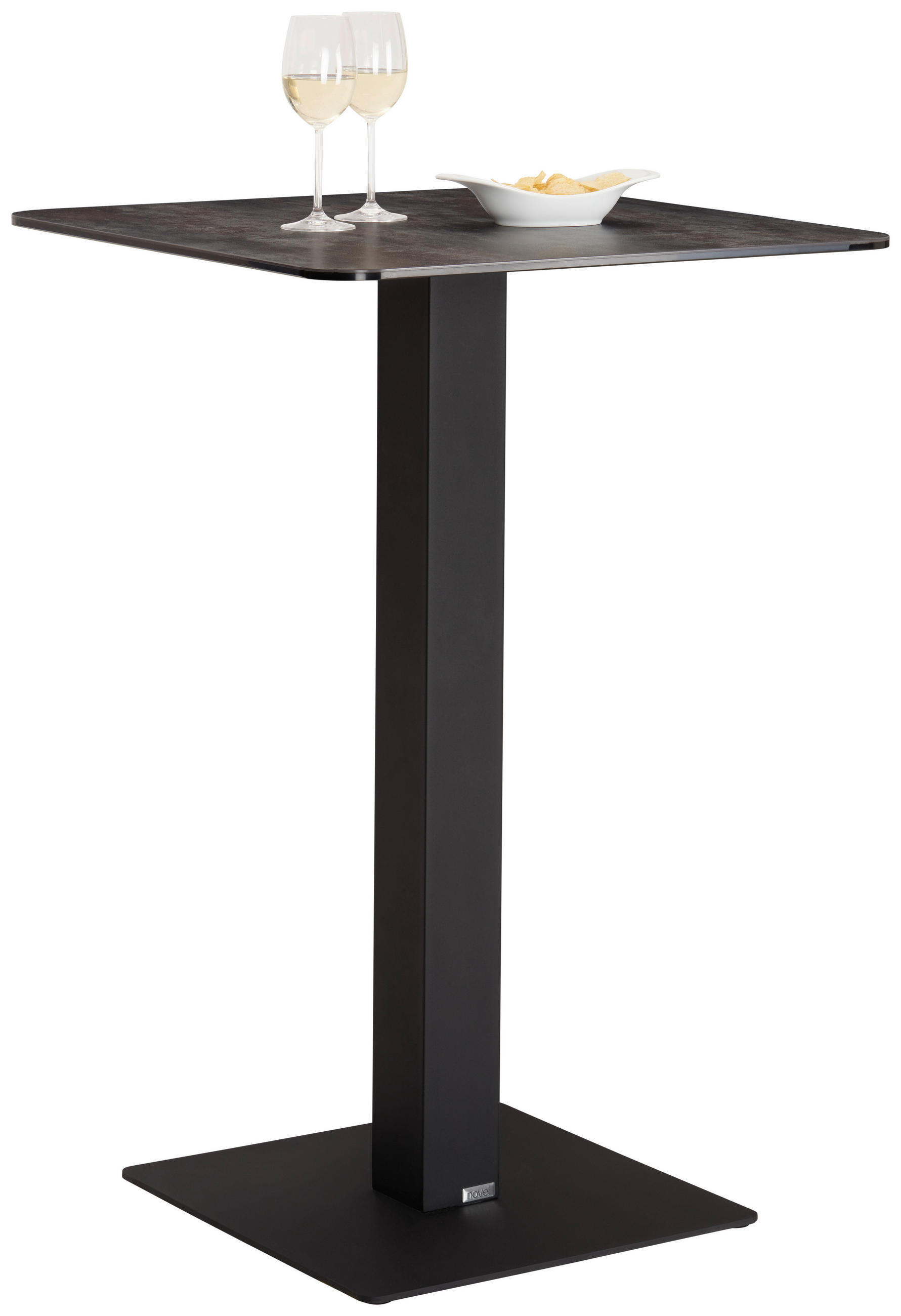 MASĂ DE BAR din metal, sticlă, ceramică 70/70/105 cm - negru, Modern, ceramică/sticlă (70/70/105cm) - Novel