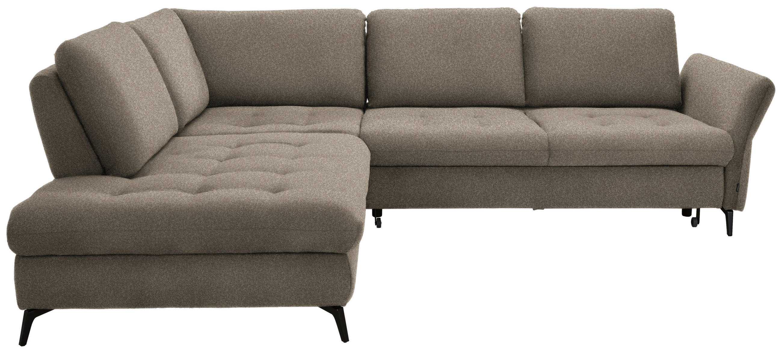 ECKSOFA in Struktur Greige  233/288 cm  - Greige/Schwarz, Natur, Textil/Metall (233/288cm) - Valnatura