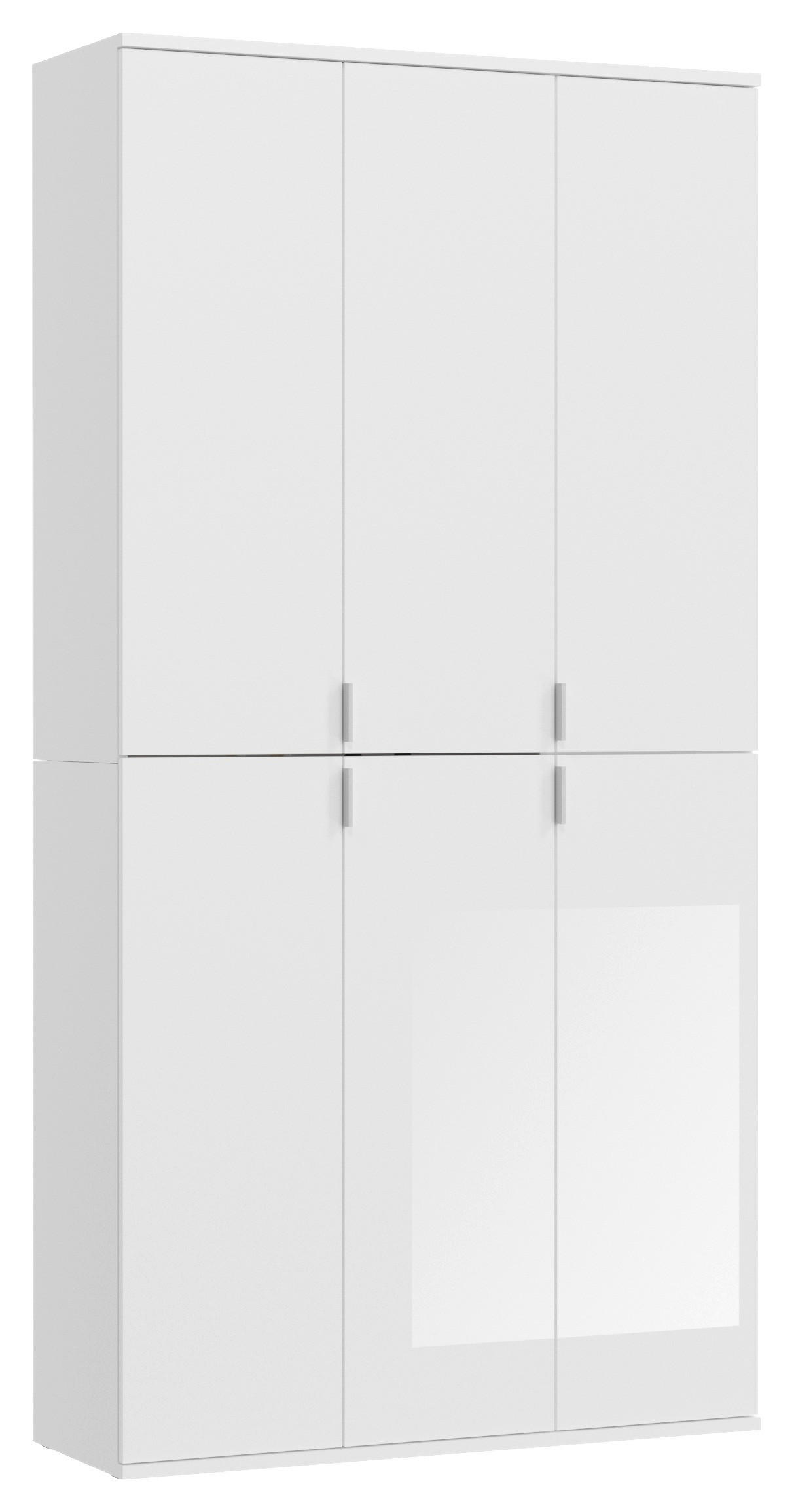 DREHTÜRENSCHRANK 91/193/34 cm 6-türig Weiß Hochglanz  - Chromfarben/Weiß Hochglanz, MODERN, Holzwerkstoff/Metall (91/193/34cm) - MID.YOU